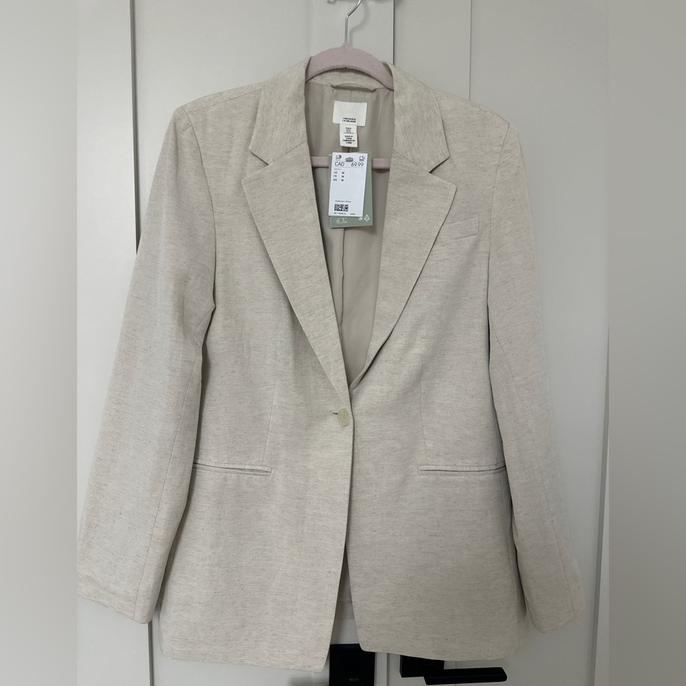H&M Light Beige Single-Button Tailored Blazer